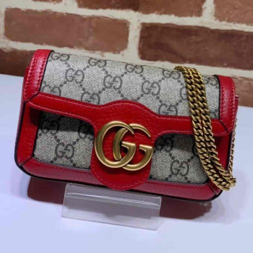 GUCCI古馳GG Marmont繫列超迷妳手袋 476433啡紅￥1280.00