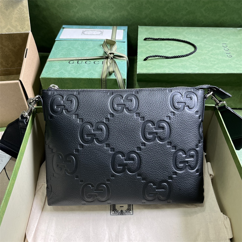 原單古奇女士斜挎超級雙G中號郵差包Gucci 696009 AABY7 1000黑￥1280.00的图片-高仿古奇包包Gucci、高仿古奇女包Gucci