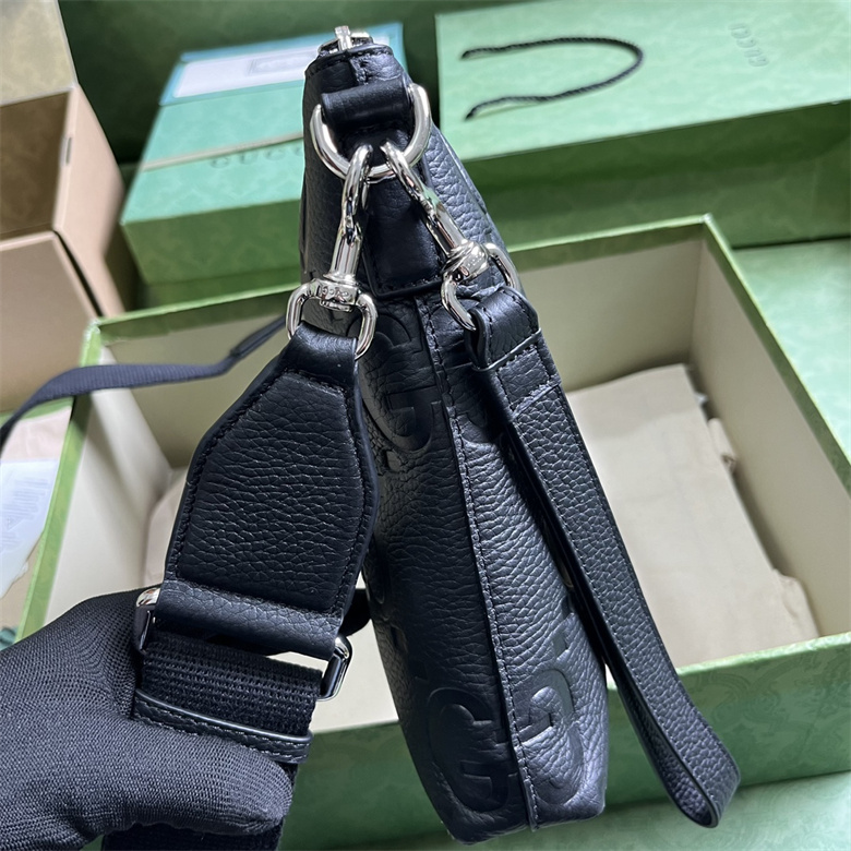 原單古奇女士斜挎超級雙G中號郵差包Gucci 696009 AABY7 1000黑￥1280.00的图片-高仿古奇包包Gucci、高仿古奇女包Gucci