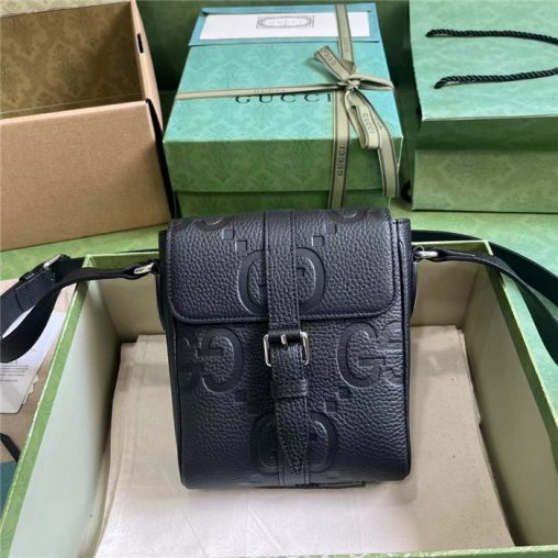 復刻古馳超級雙G小號郵差包黑色/壓花原廠皮￥1480.00