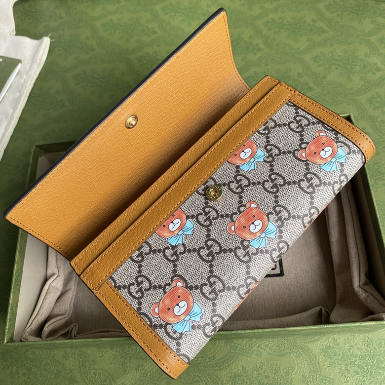 原單gucci最新款印花泰迪熊圖案繫列翻蓋式錢包647786￥1280.00的图片-高仿古奇包包Gucci、高仿古奇錢包Gucci