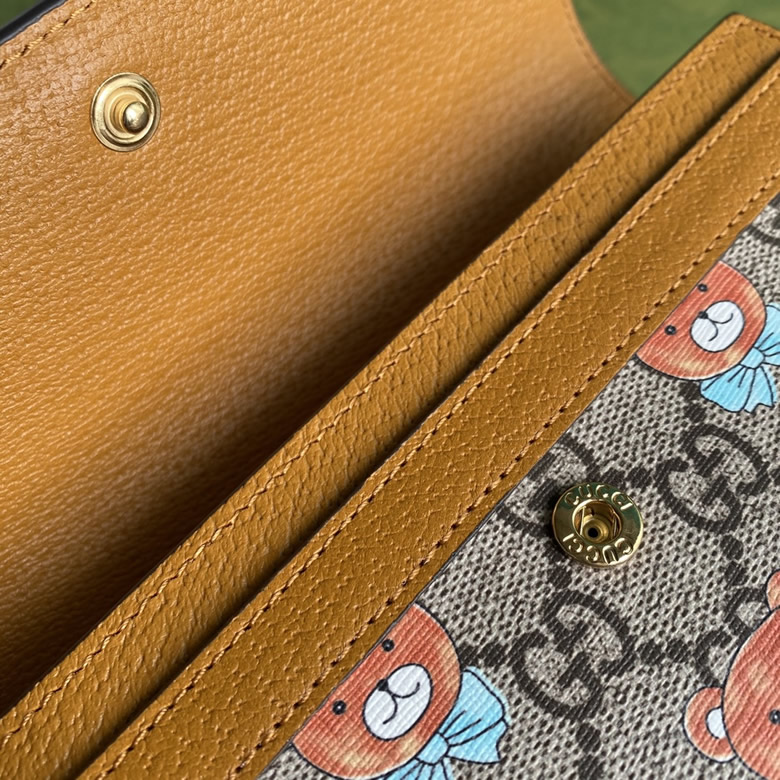 原單gucci最新款印花泰迪熊圖案繫列翻蓋式錢包647786￥1280.00的图片-高仿古奇包包Gucci、高仿古奇錢包Gucci