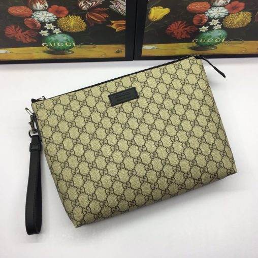 頂級高仿Gucci大手包Gucci Signature柔軟皮革男包 473881杏色￥1280.00