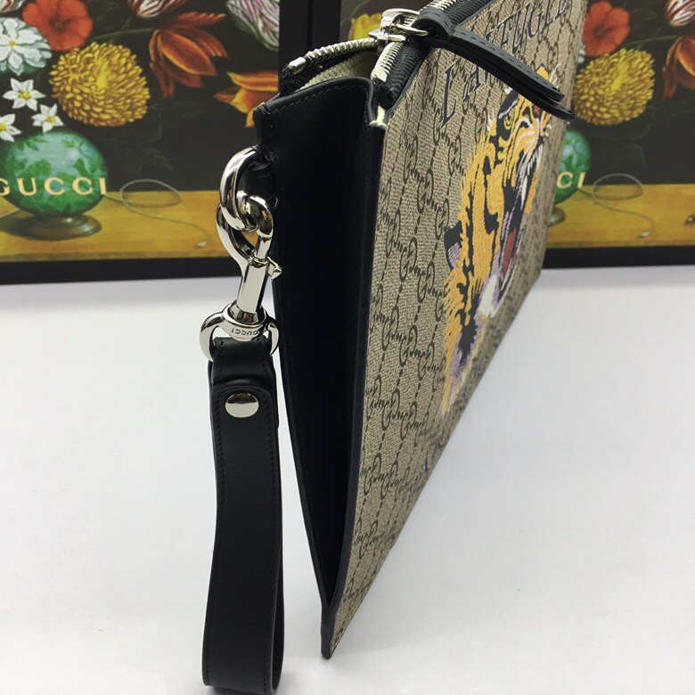 古馳GUCCI新款男士烏木色老虎頭手拿包473904杏色￥980.00的图片-高仿古奇包包Gucci、高仿古奇錢包Gucci