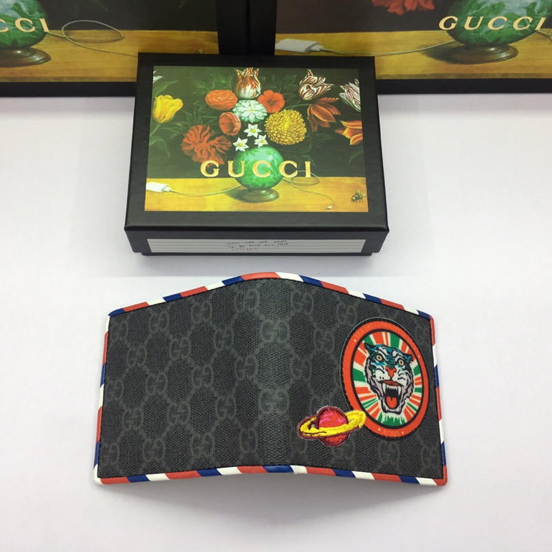 高仿古馳GUCCI錢包男士老虎頭貼花圖案帆布短款錢夾496333黑色￥980.00的图片-高仿古奇包包Gucci、高仿古奇錢包Gucci