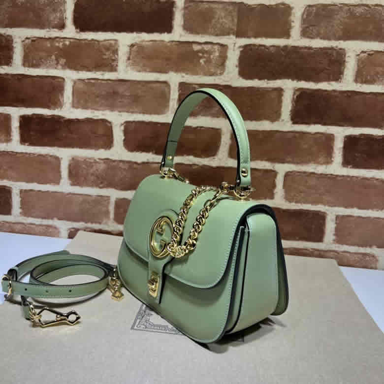 GUCCI古馳Blondie繫列手提包735101綠￥1280.00的图片-高仿古奇包包Gucci、高仿古奇女包Gucci