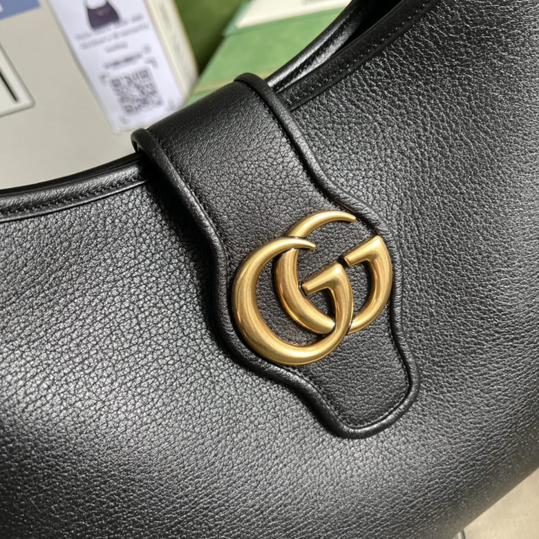 GUCCI/古馳中號新月造型肩背包726274黑色皮革￥1880.00的图片-高仿古奇包包Gucci、高仿古奇女包Gucci