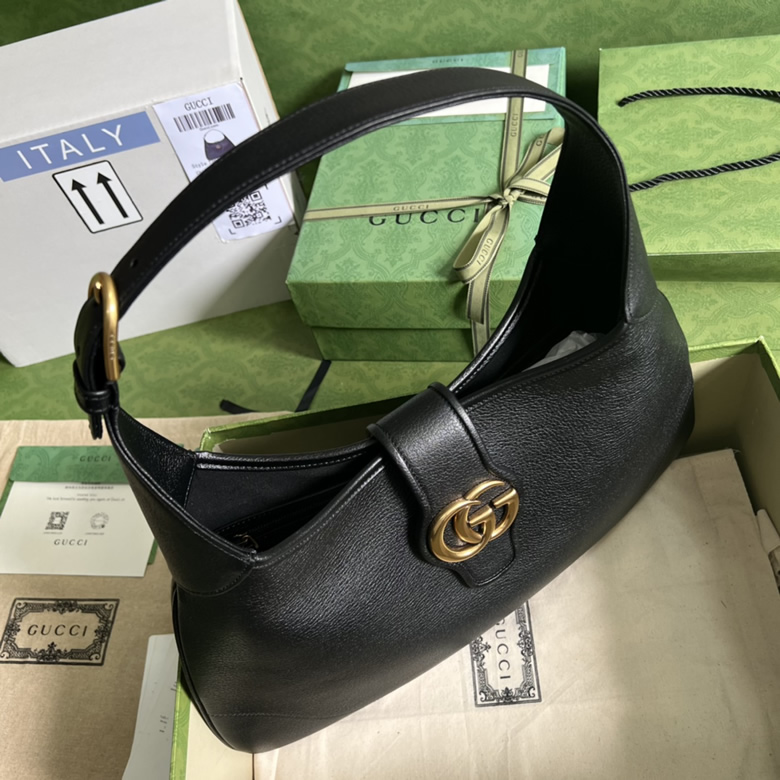 GUCCI/古馳中號新月造型肩背包726274黑色皮革￥1880.00的图片-高仿古奇包包Gucci、高仿古奇女包Gucci