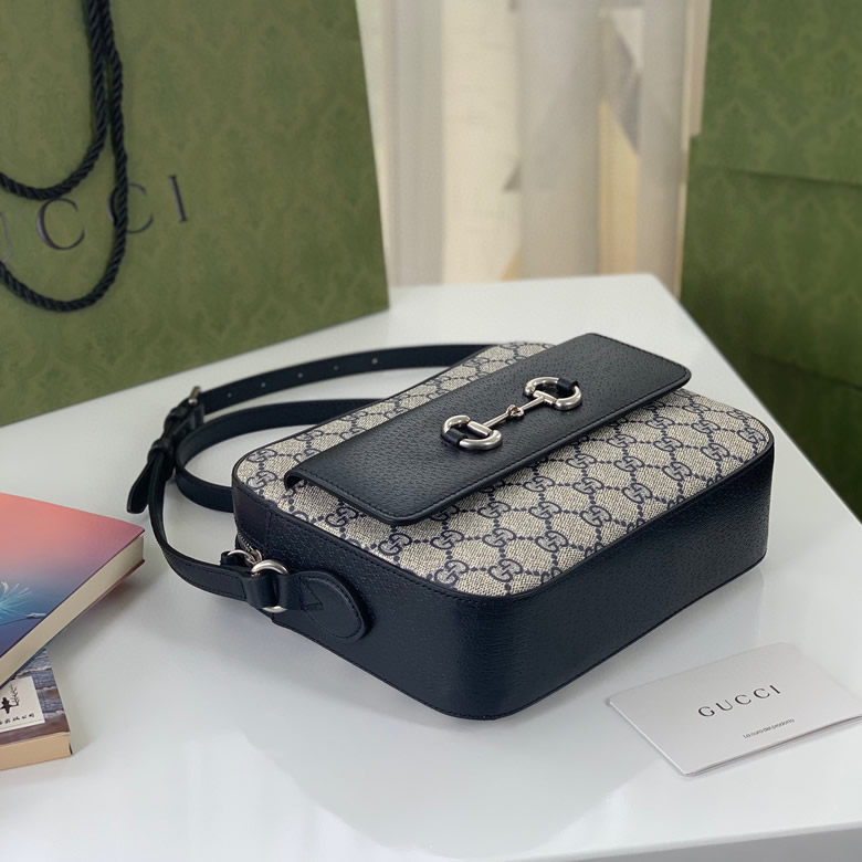 Gucci馬銜扣1955繫列小號手袋Gucci郵差包 645454海藍色￥１４８０．００的图片-高仿古奇包包Gucci、高仿古奇女包Gucci