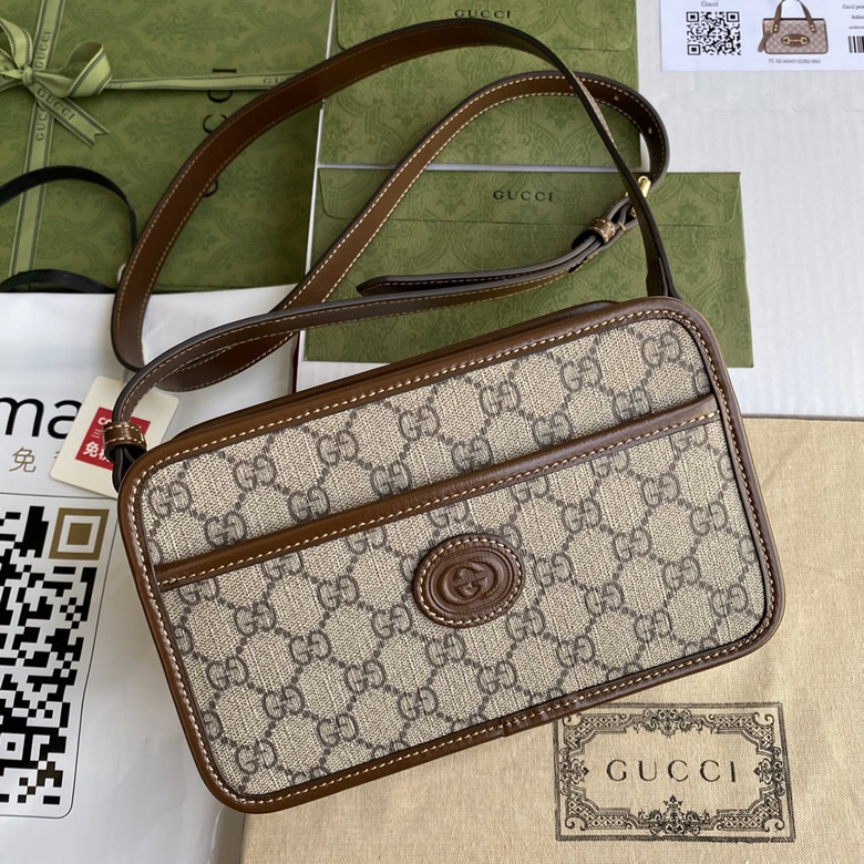 Gucci飾互扣式雙G迷妳手袋GG背包Gucci復古相機包 658572藍色￥15８０.00