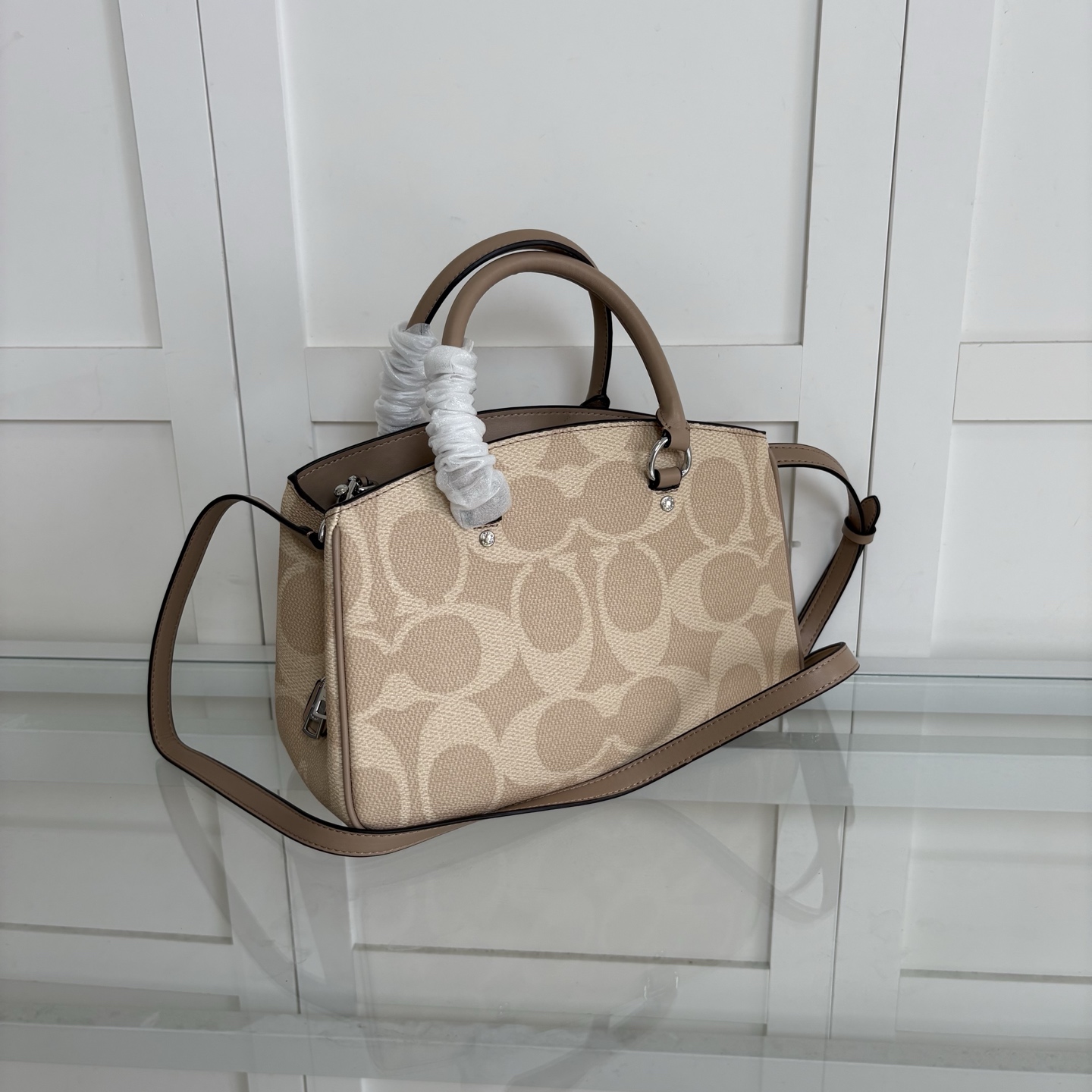 【新品】COACH/蔻馳高仿包奧萊女士老花SAVANNAH小號CARRYALL手提斜挎包的图片-高仿蔻馳包包coach