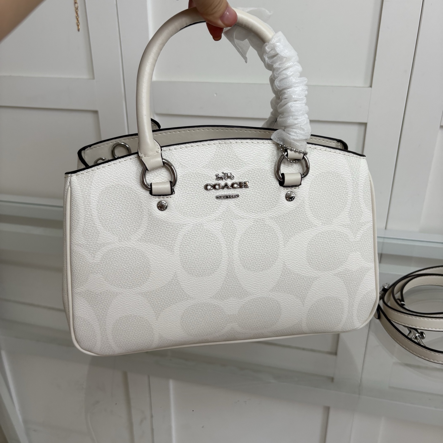 高仿包COACH/蔻馳奧萊女士老花SAVANNAH小號CARRYALL手提斜挎包的图片-高仿蔻馳包包coach