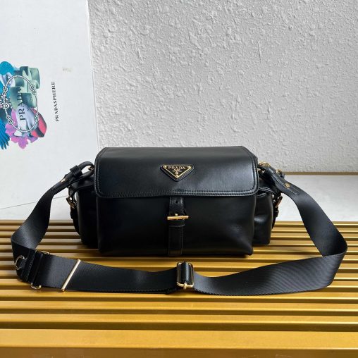 【頂級原單普拉達】🎉新款郵差包🎉1BD394羊皮 黑色 到貨