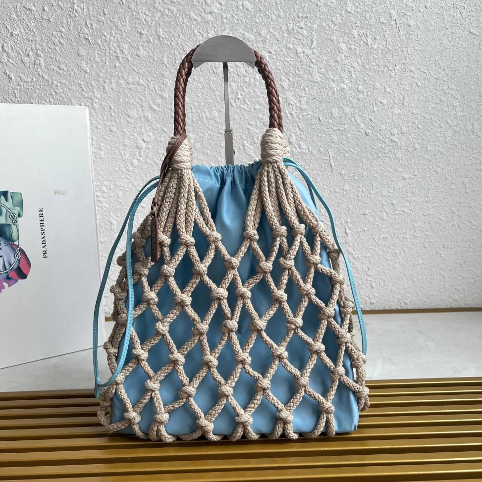 【頂級原單普拉達】🎉新品編織🎉1BC111棉質花邊高仿手袋