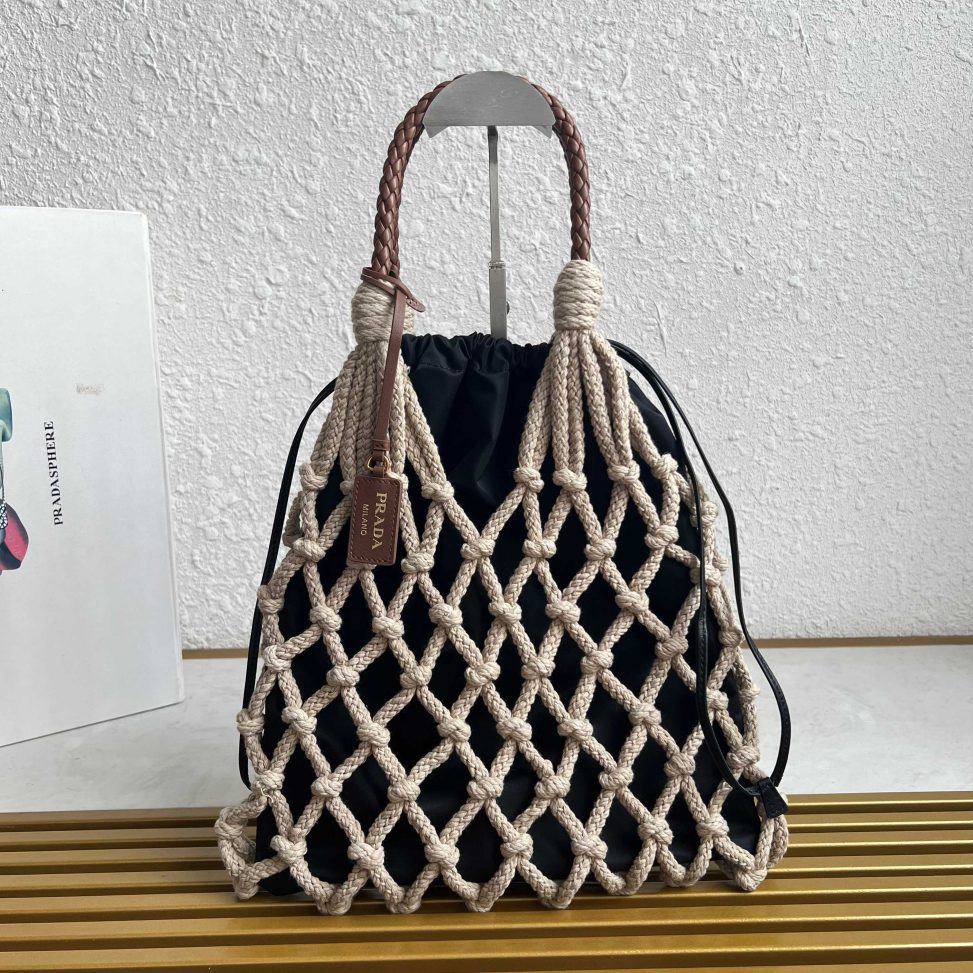 【頂級原單普拉達】1BC111棉質花邊手袋一比一高仿包