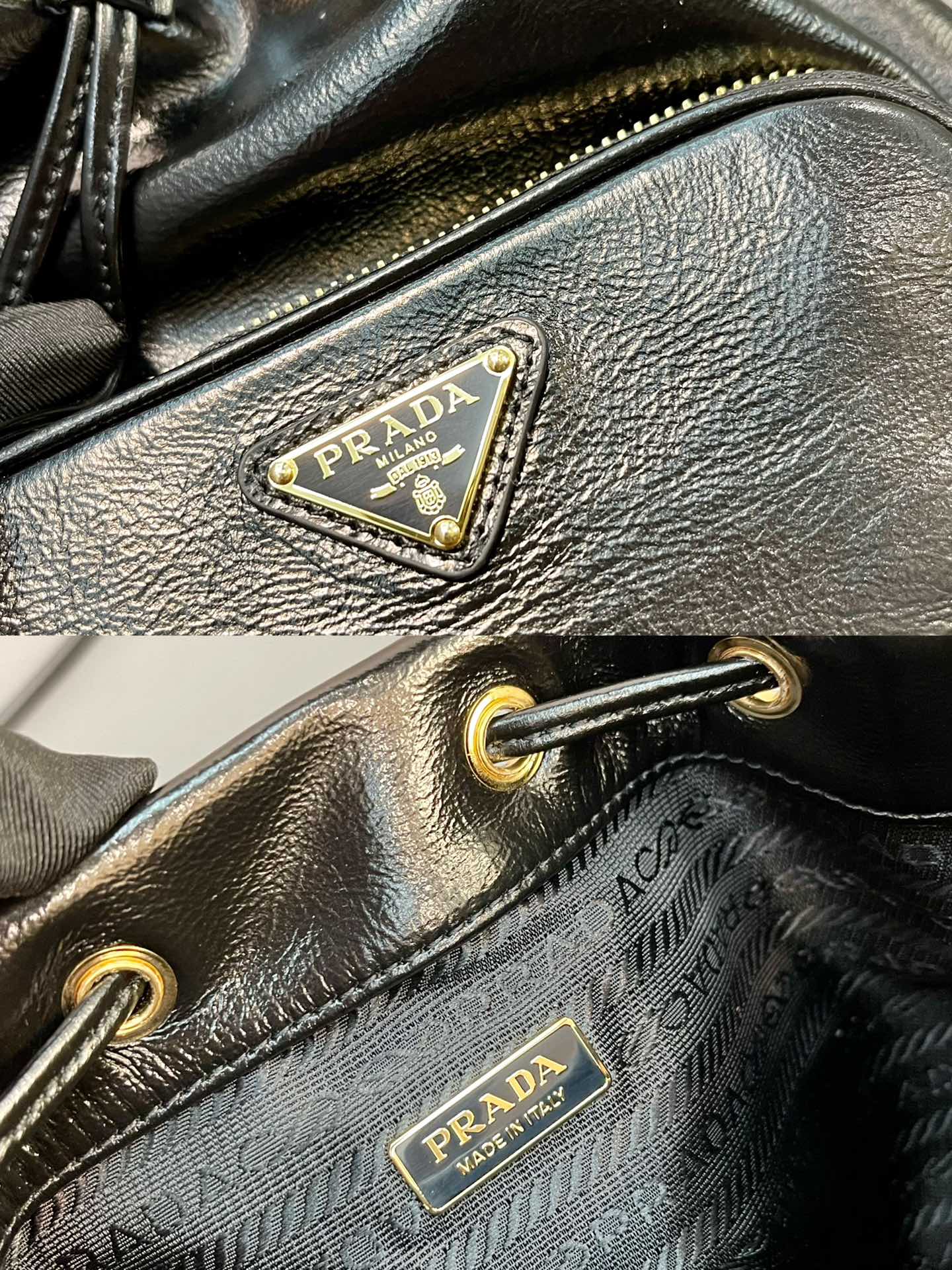 【頂級原單包普拉達】漆皺皮水桶包 1BH038水桶包的图片-高仿普拉达包包