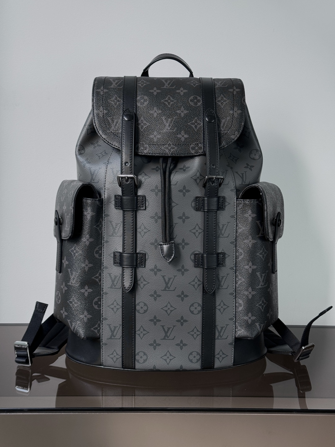 LV原單包中號雙肩包 型號: M45419雙拼花 動態芯片版的图片-高仿LV包包、高仿lv女包