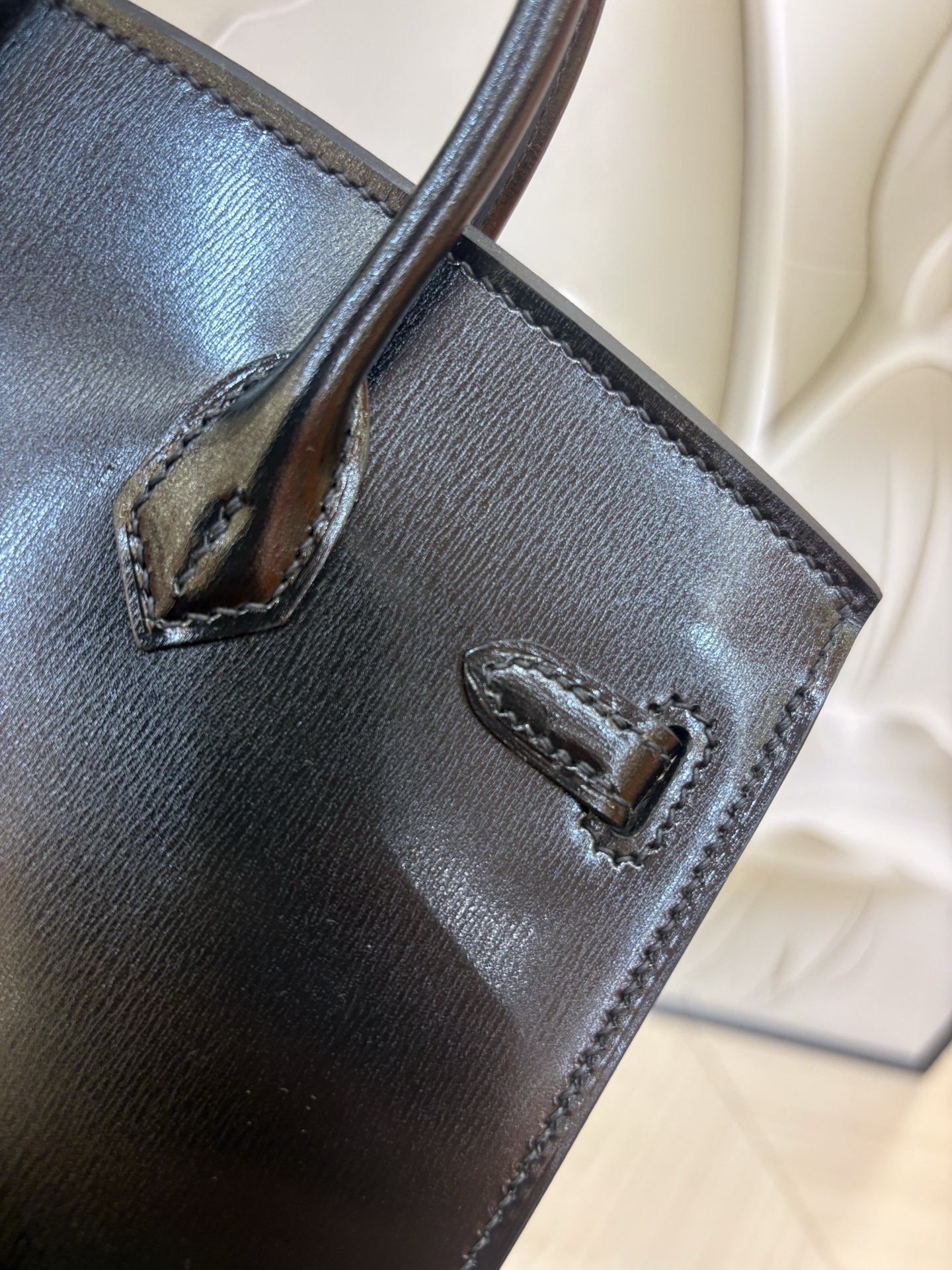 愛馬仕原單包原廠進口Box皮【黑色】銀扣 手工釘 限量版 專櫃同步的图片-高仿愛馬仕包包Hermes、高仿愛馬仕男包Hermes