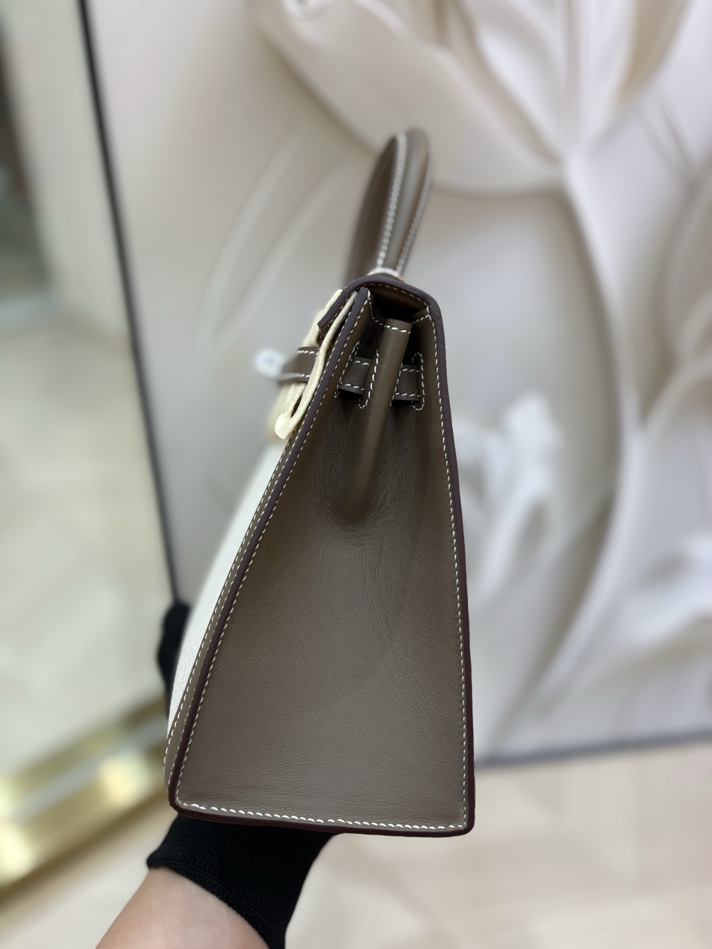 Kelly 帆布凱莉包 25cm 原廠進口Swift皮拼帆布【大象灰】愛馬仕高仿包的图片-高仿LV包包、高仿lv女包