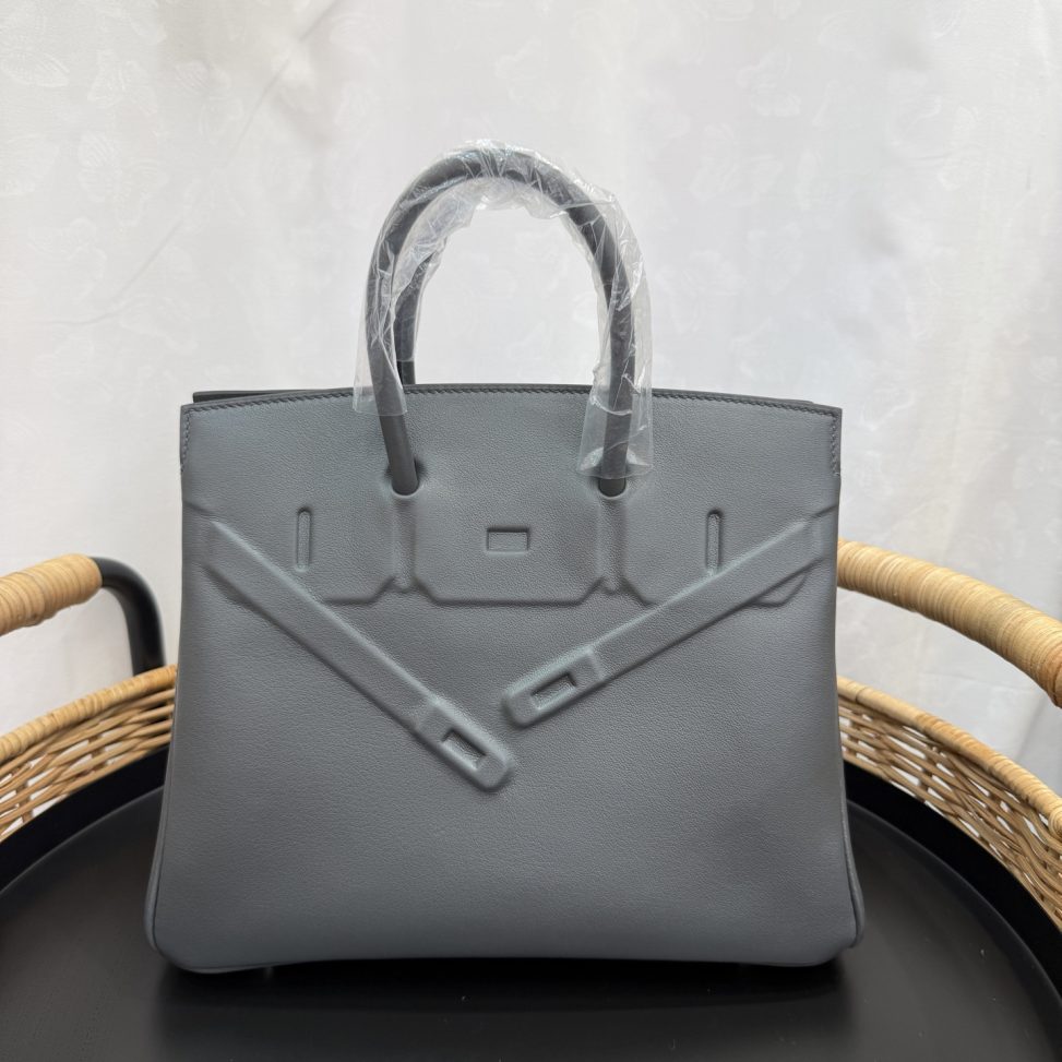 幻影鉑金包 25cm 原廠進口Swift皮【石墨灰】銀扣愛馬仕高仿包 手工蠟線縫製 頂級工藝