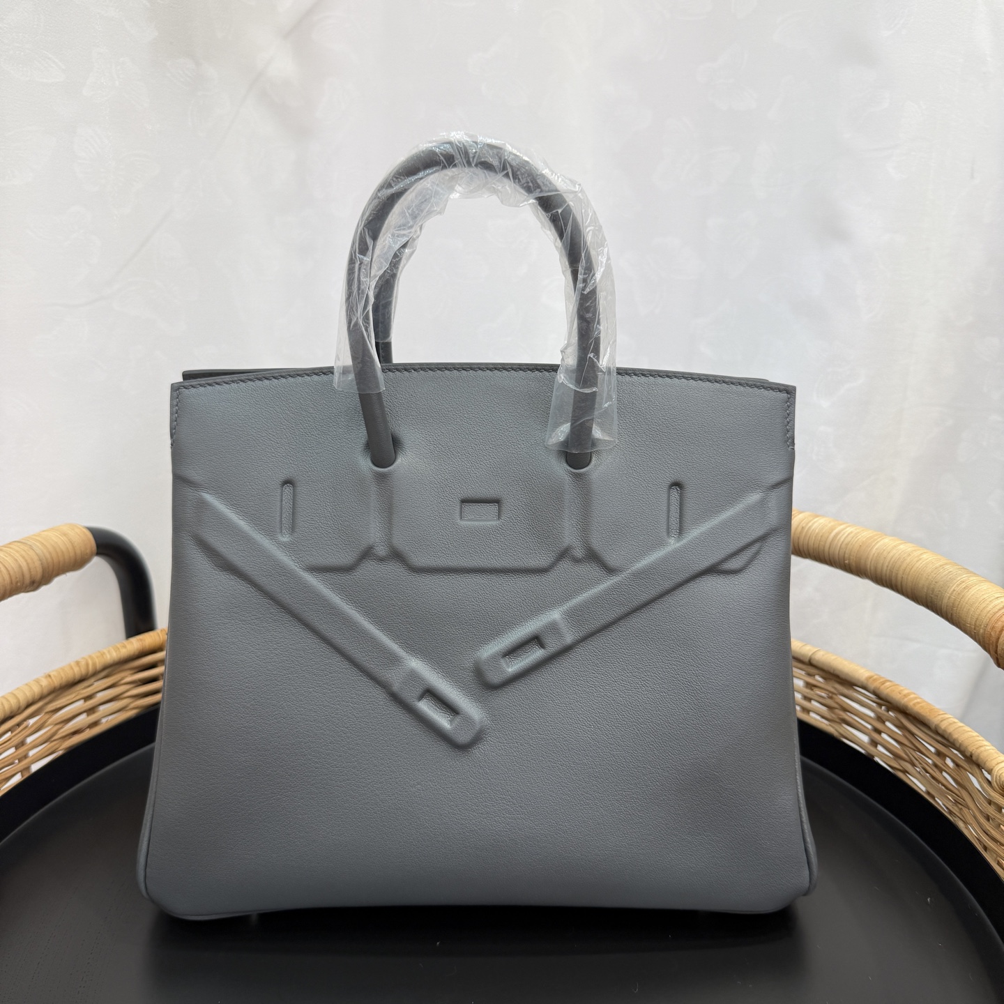 幻影鉑金包 25cm 原廠進口Swift皮【石墨灰】銀扣愛馬仕高仿包 手工蠟線縫製 頂級工藝的图片-高仿愛馬仕包包Hermes、高仿愛馬仕女包Hermes