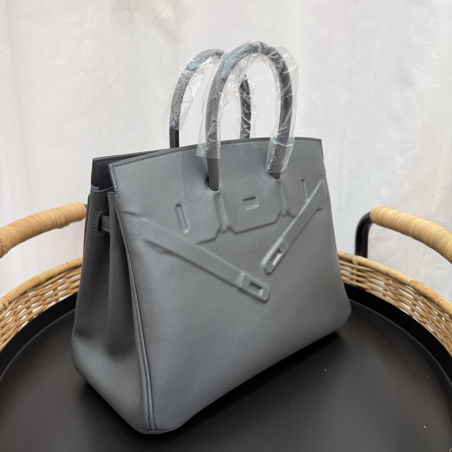 幻影鉑金包 25cm 原廠進口Swift皮【石墨灰】銀扣愛馬仕高仿包 手工蠟線縫製 頂級工藝的图片-高仿愛馬仕包包Hermes、高仿愛馬仕女包Hermes