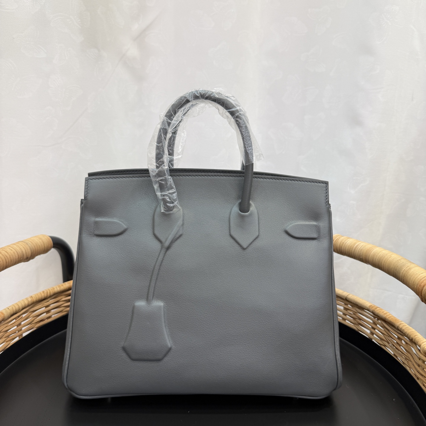 幻影鉑金包 25cm 原廠進口Swift皮【石墨灰】銀扣愛馬仕高仿包 手工蠟線縫製 頂級工藝的图片-高仿愛馬仕包包Hermes、高仿愛馬仕女包Hermes