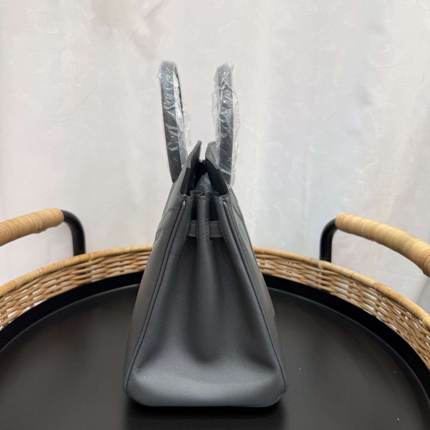 幻影鉑金包 25cm 原廠進口Swift皮【石墨灰】銀扣愛馬仕高仿包 手工蠟線縫製 頂級工藝的图片-高仿愛馬仕包包Hermes、高仿愛馬仕女包Hermes