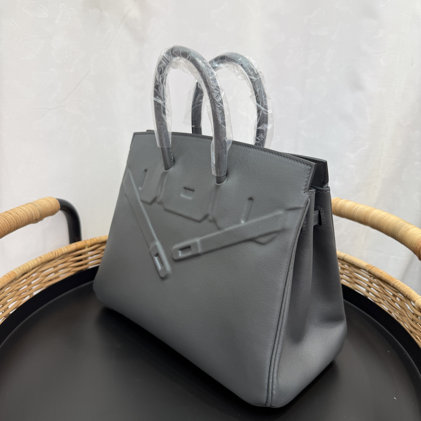 幻影鉑金包 25cm 原廠進口Swift皮【石墨灰】銀扣愛馬仕高仿包 手工蠟線縫製 頂級工藝的图片-高仿愛馬仕包包Hermes、高仿愛馬仕女包Hermes