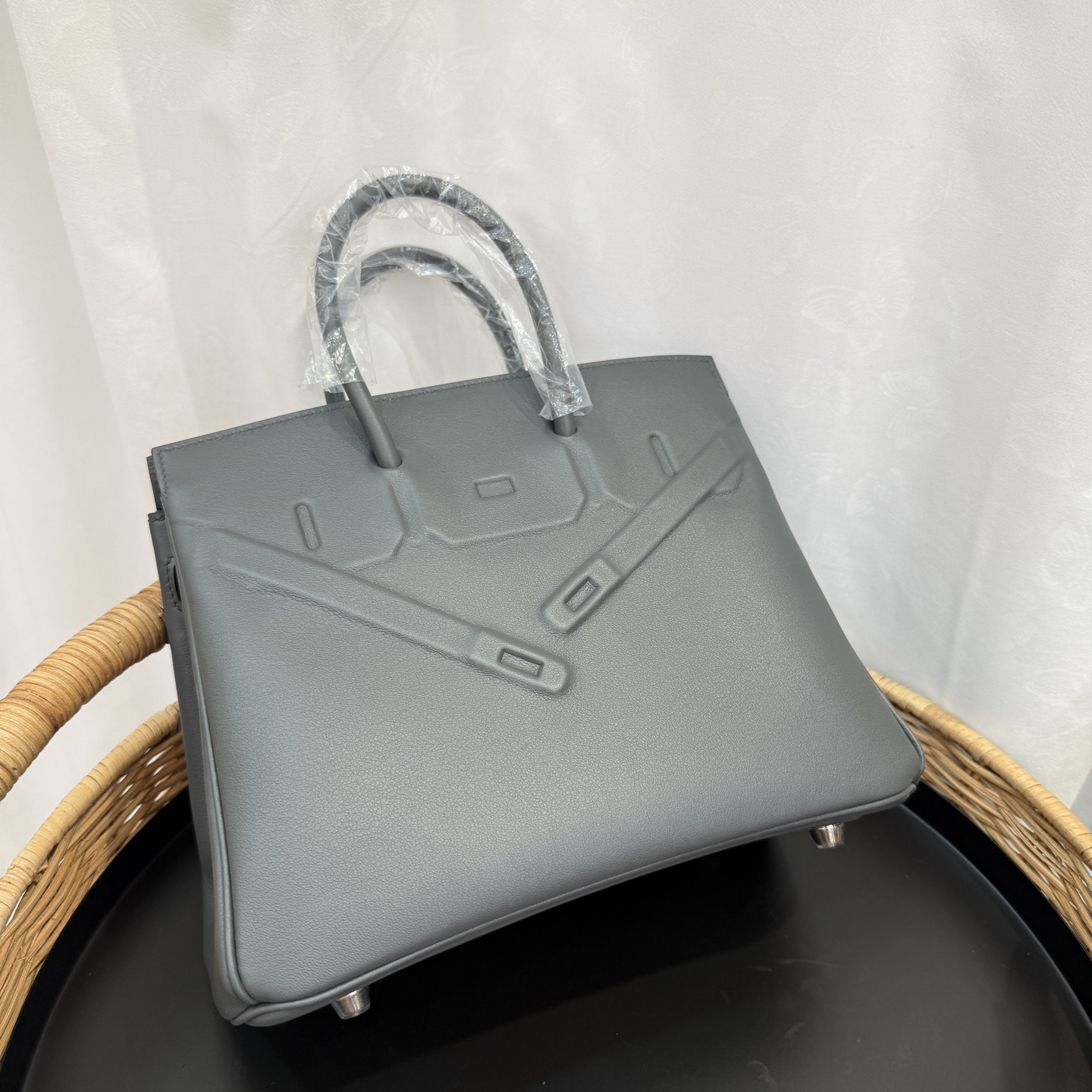 幻影鉑金包 25cm 原廠進口Swift皮【石墨灰】銀扣愛馬仕高仿包 手工蠟線縫製 頂級工藝的图片-高仿愛馬仕包包Hermes、高仿愛馬仕女包Hermes