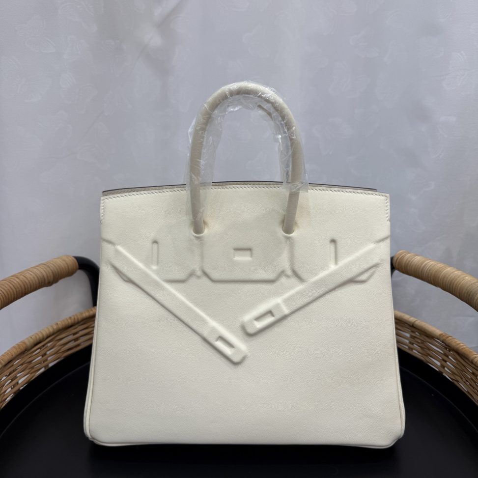 愛馬仕高仿包幻影鉑金包 25cm 原廠進口Swift皮【奶油白】銀扣