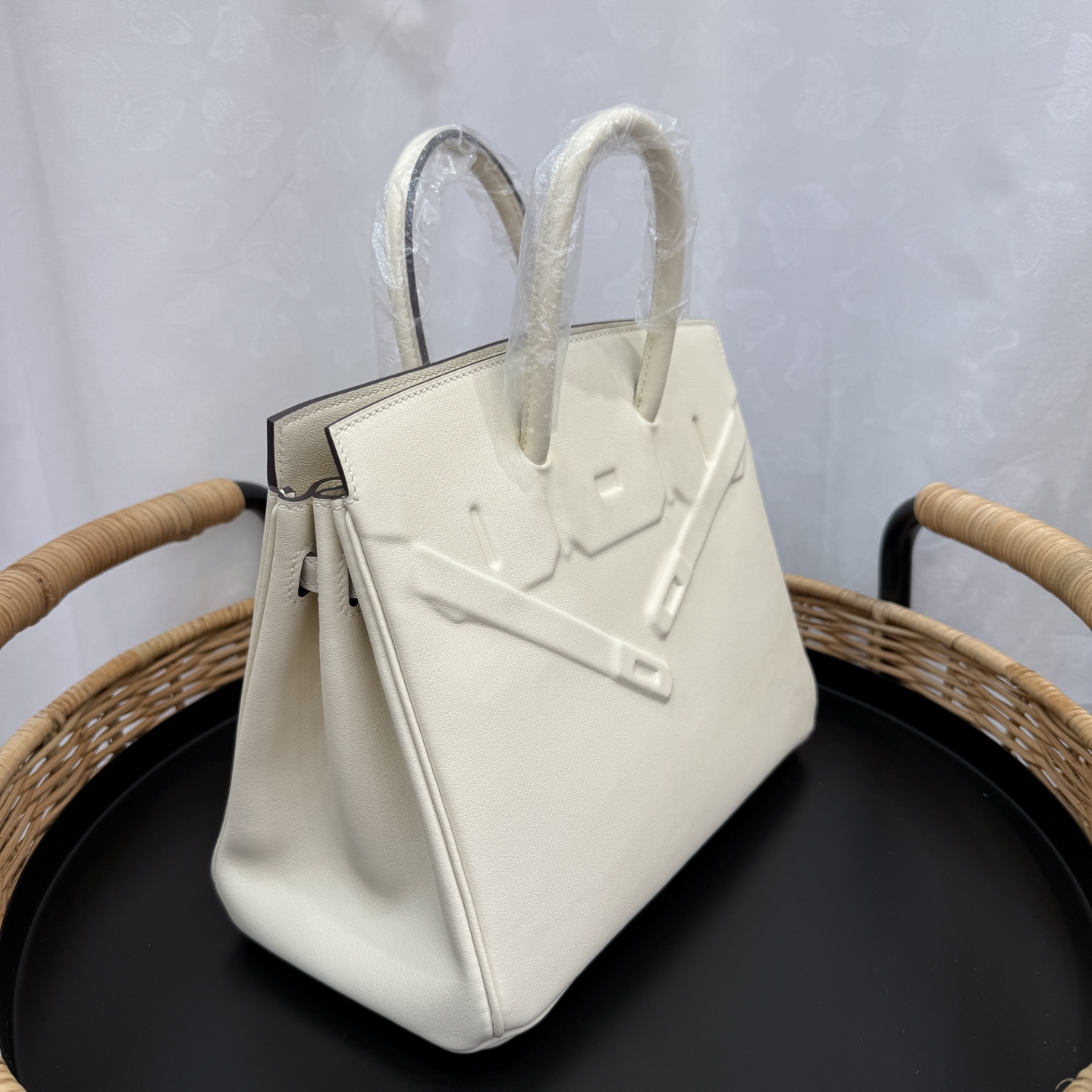 愛馬仕高仿包幻影鉑金包 25cm 原廠進口Swift皮【奶油白】銀扣的图片-高仿愛馬仕包包Hermes、高仿愛馬仕女包Hermes