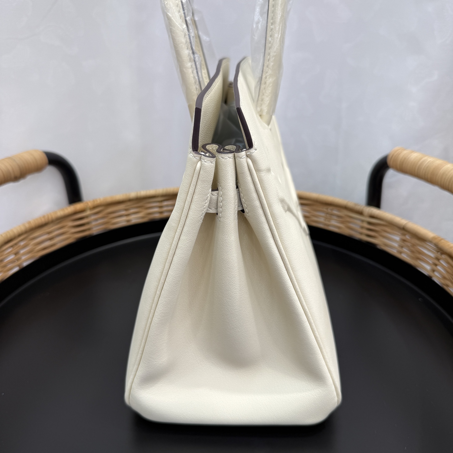 愛馬仕高仿包幻影鉑金包 25cm 原廠進口Swift皮【奶油白】銀扣的图片-高仿愛馬仕包包Hermes、高仿愛馬仕女包Hermes