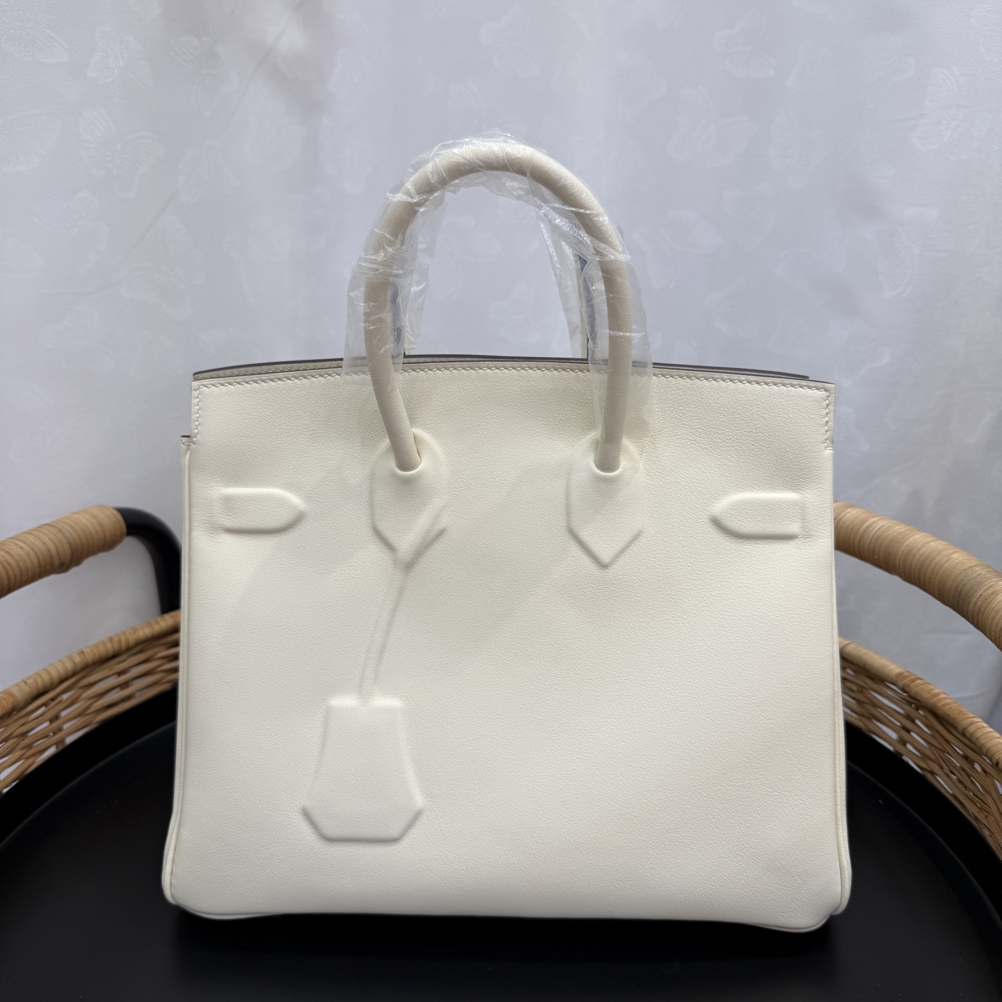 愛馬仕高仿包幻影鉑金包 25cm 原廠進口Swift皮【奶油白】銀扣的图片-高仿愛馬仕包包Hermes、高仿愛馬仕女包Hermes