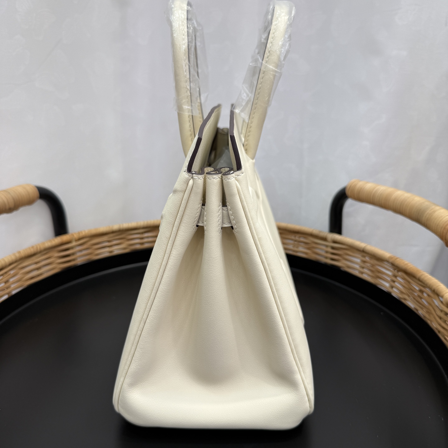 愛馬仕高仿包幻影鉑金包 25cm 原廠進口Swift皮【奶油白】銀扣的图片-高仿愛馬仕包包Hermes、高仿愛馬仕女包Hermes