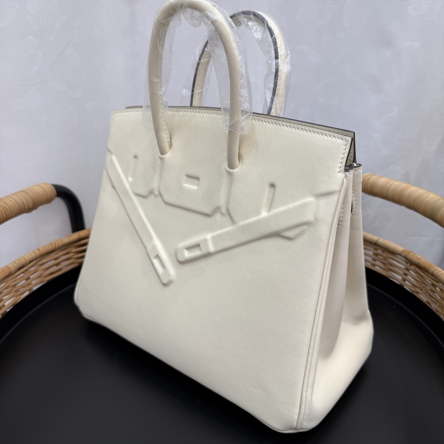 愛馬仕高仿包幻影鉑金包 25cm 原廠進口Swift皮【奶油白】銀扣的图片-高仿愛馬仕包包Hermes、高仿愛馬仕女包Hermes