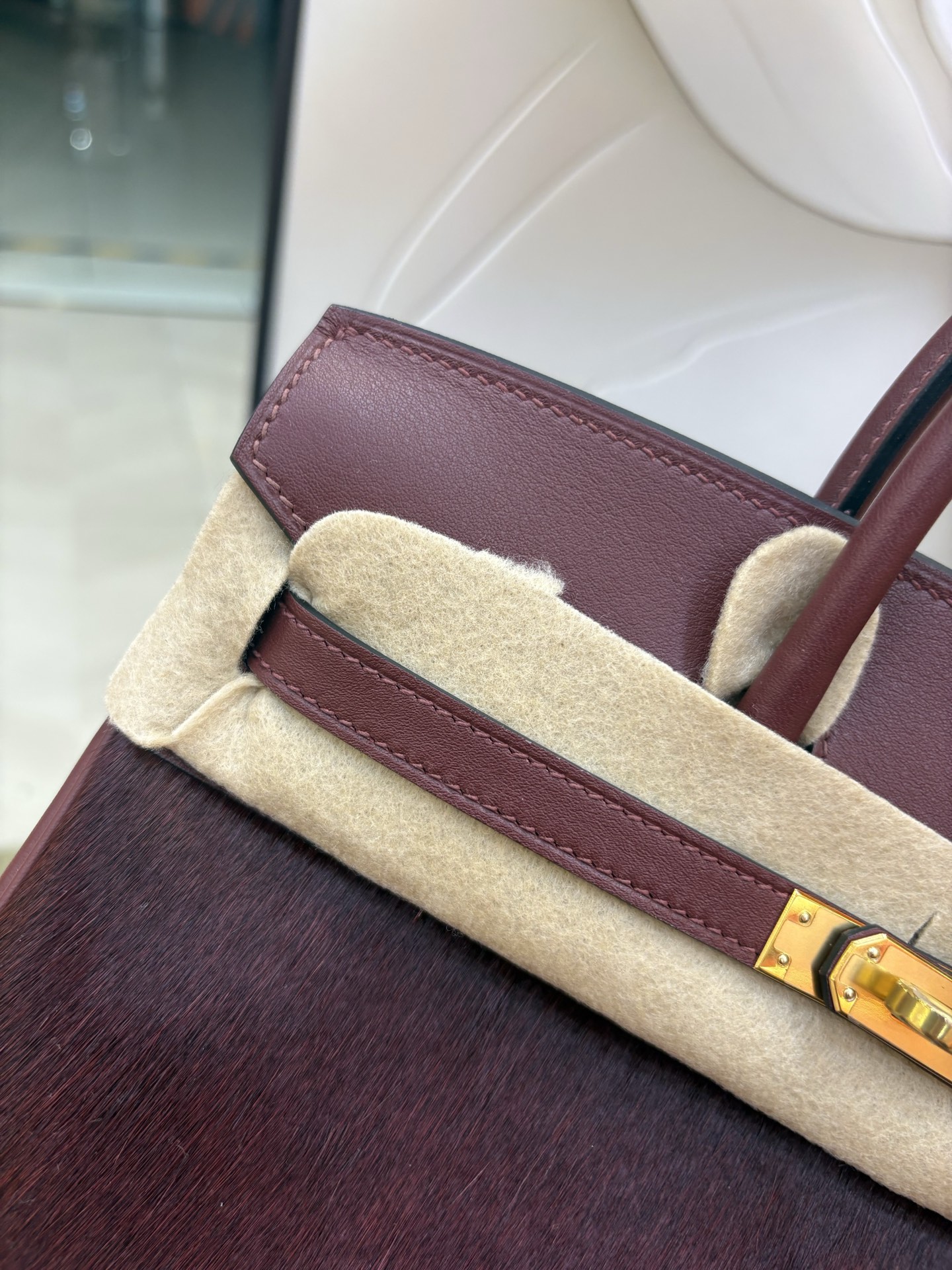 頂級原單包愛馬仕原廠進口Swift皮拼馬毛【愛馬仕紅】金銀扣 手工釘的图片-高仿愛馬仕包包Hermes、高仿愛馬仕女包Hermes