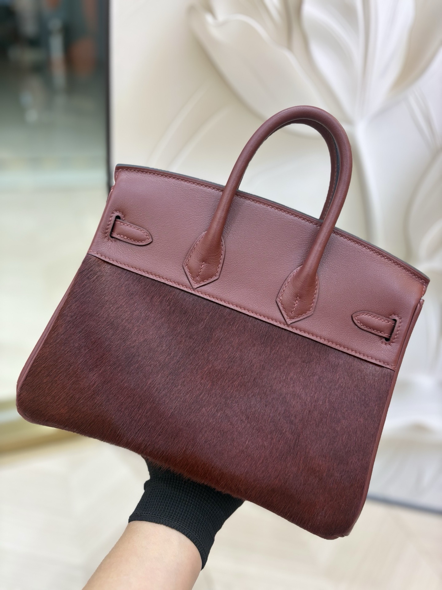 頂級原單包愛馬仕原廠進口Swift皮拼馬毛【愛馬仕紅】金銀扣 手工釘的图片-高仿愛馬仕包包Hermes、高仿愛馬仕女包Hermes