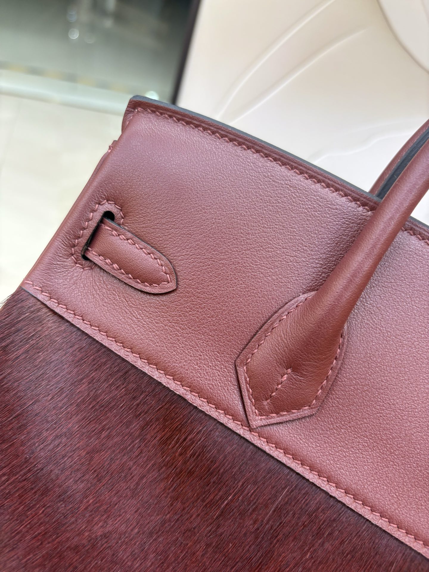 頂級原單包愛馬仕原廠進口Swift皮拼馬毛【愛馬仕紅】金銀扣 手工釘的图片-高仿愛馬仕包包Hermes、高仿愛馬仕女包Hermes