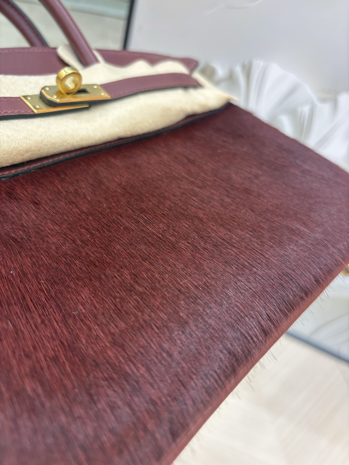 頂級原單包愛馬仕原廠進口Swift皮拼馬毛【愛馬仕紅】金銀扣 手工釘的图片-高仿愛馬仕包包Hermes、高仿愛馬仕女包Hermes