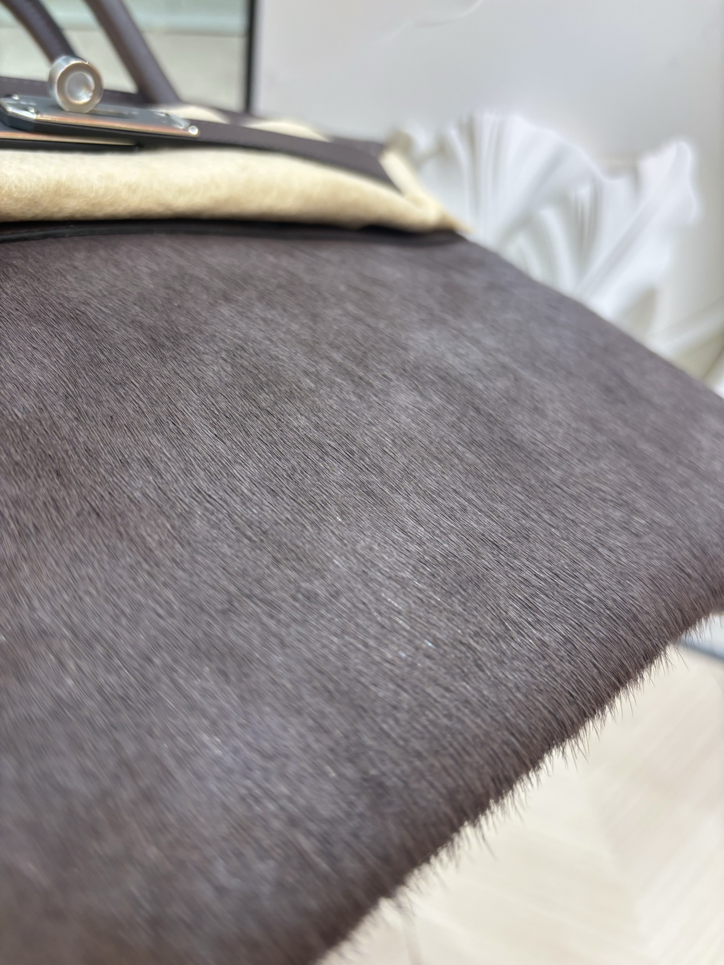 愛馬仕原單包包原廠進口Swift皮拼馬毛【烏木色】金銀扣 手工釘的图片-高仿愛馬仕包包Hermes、高仿愛馬仕女包Hermes