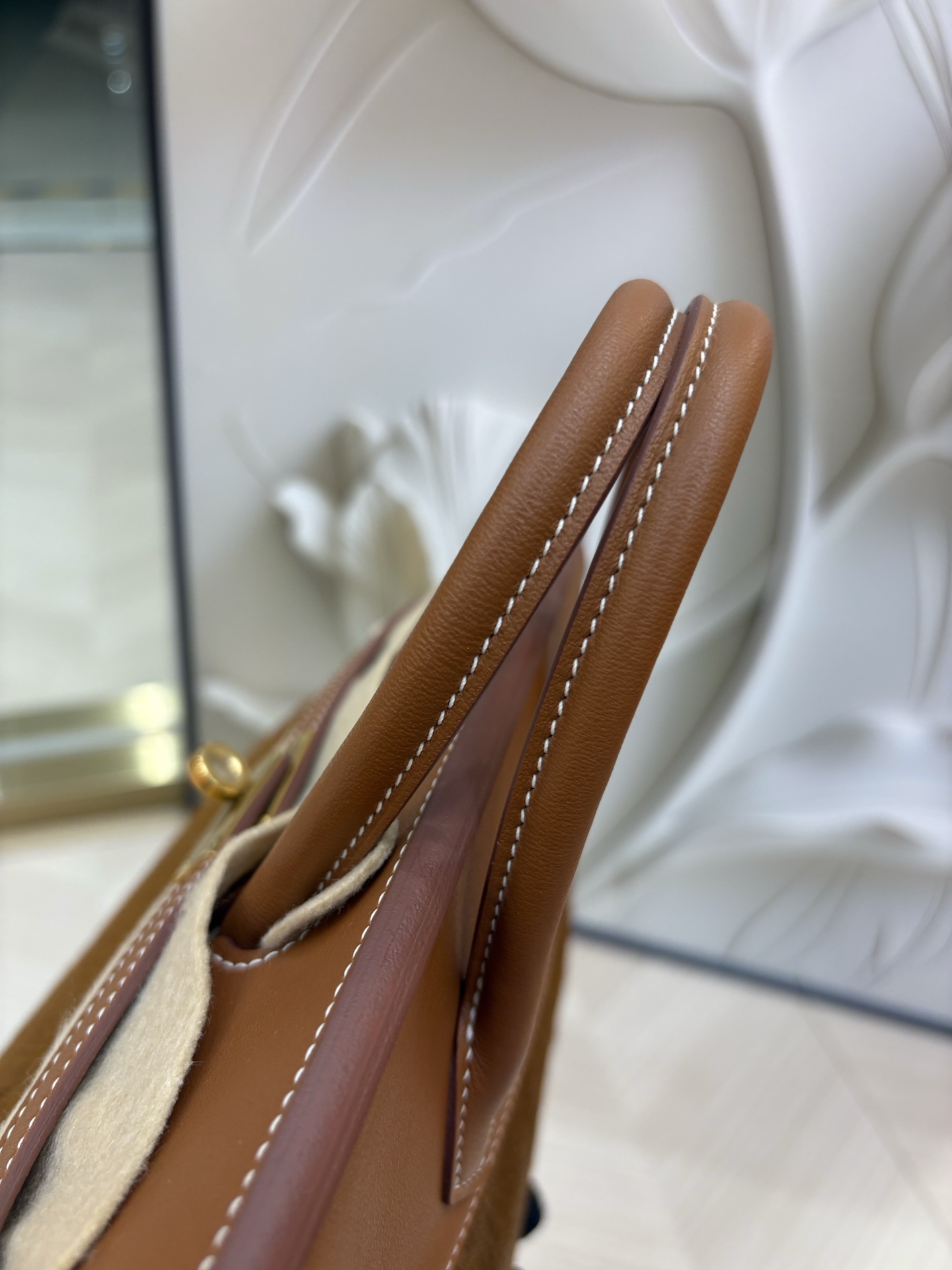 原廠進口Swift皮拼馬毛【金棕】金銀扣 手工釘愛馬仕精仿包的图片-高仿愛馬仕包包Hermes、高仿愛馬仕女包Hermes