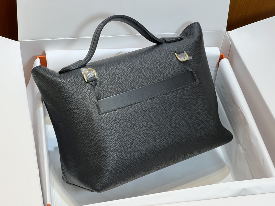 頂級愛馬仕高仿包Kelly 2424 大號 29cm 原廠進口Togo皮拼Swift皮【黑色】的图片-高仿愛馬仕包包Hermes、高仿愛馬仕女包Hermes