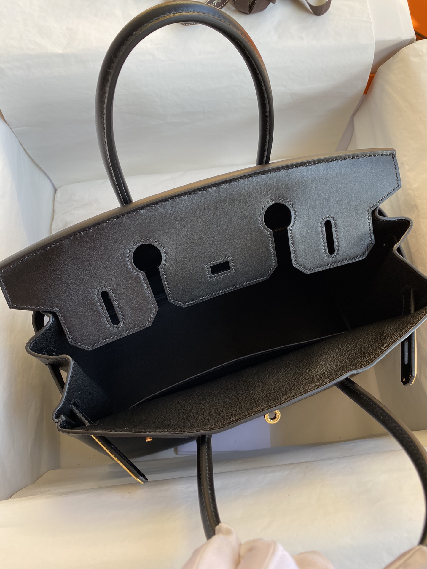 Birkin 鉑金頂級高仿包愛馬仕 30cm 原廠進口亮面Box皮【黑色】金扣的图片-高仿愛馬仕包包Hermes、高仿愛馬仕女包Hermes