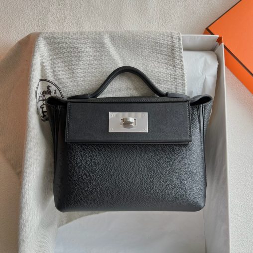 一比一高仿包愛馬仕mini 2424 Kelly 2424 mini 21cm 銀扣 專櫃同步【黑色】