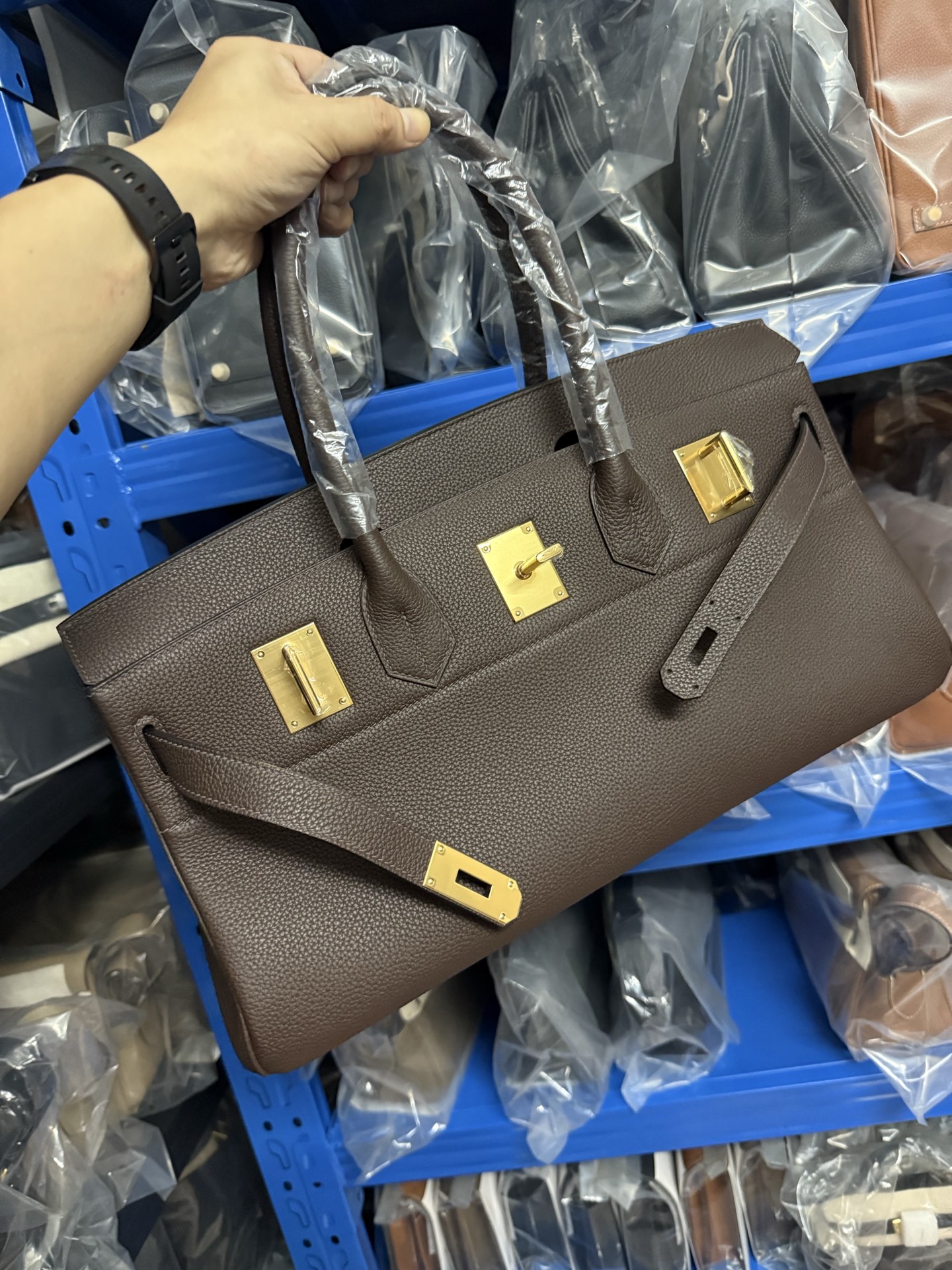 愛馬仕頂級高仿包 鉑金 42cm 原廠進口Togo皮【烏木色】金/銀扣的图片-高仿愛馬仕包包Hermes、高仿愛馬仕女包Hermes