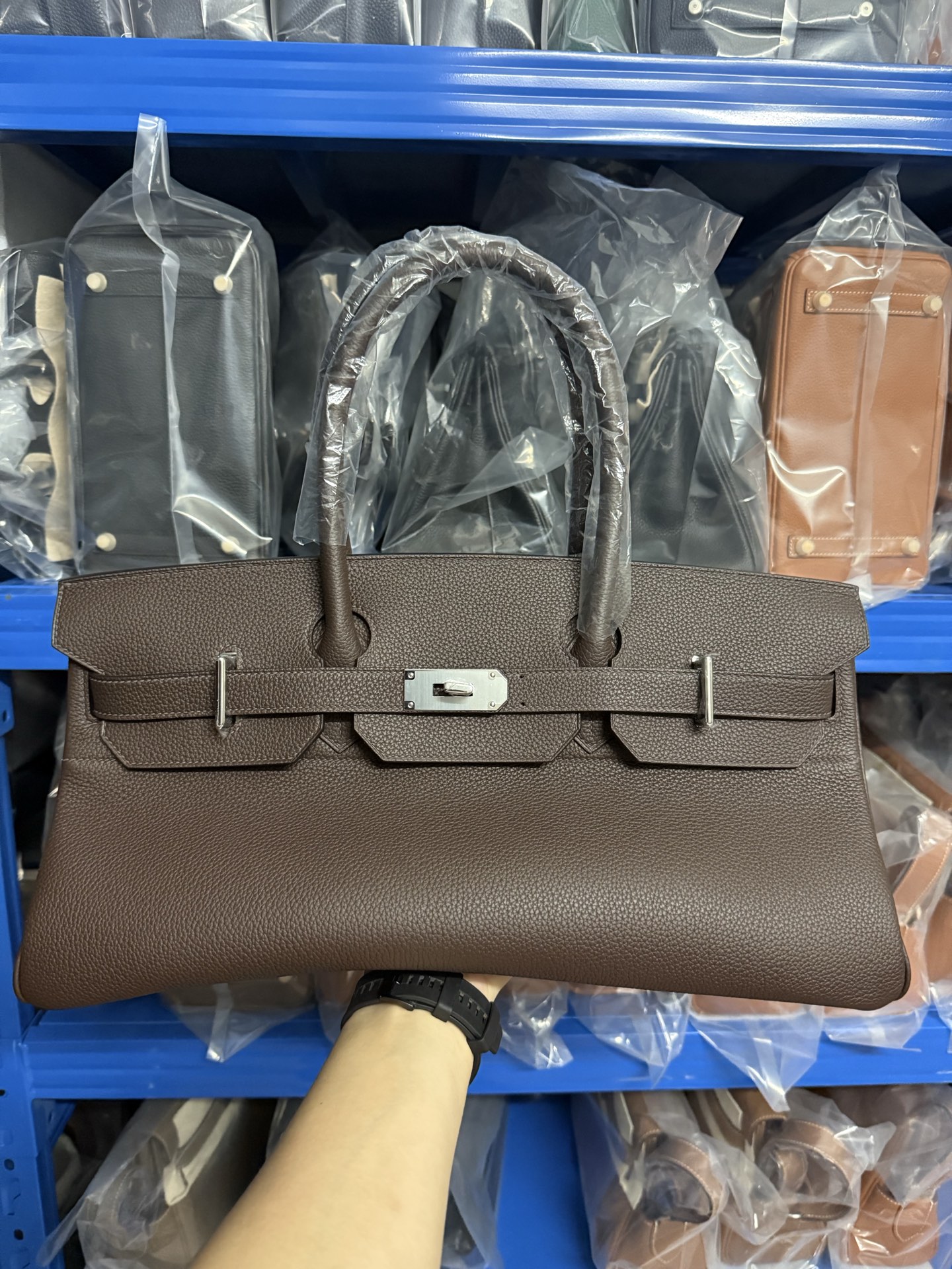 愛馬仕頂級高仿包 鉑金 42cm 原廠進口Togo皮【烏木色】金/銀扣的图片-高仿愛馬仕包包Hermes、高仿愛馬仕女包Hermes