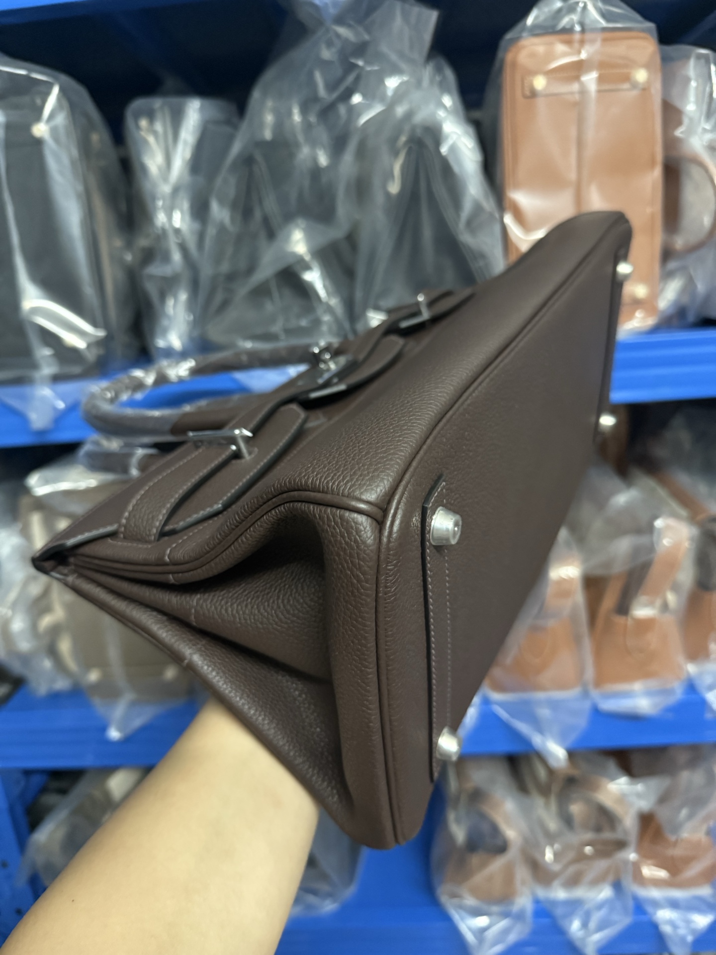 愛馬仕頂級高仿包 鉑金 42cm 原廠進口Togo皮【烏木色】金/銀扣的图片-高仿愛馬仕包包Hermes、高仿愛馬仕女包Hermes